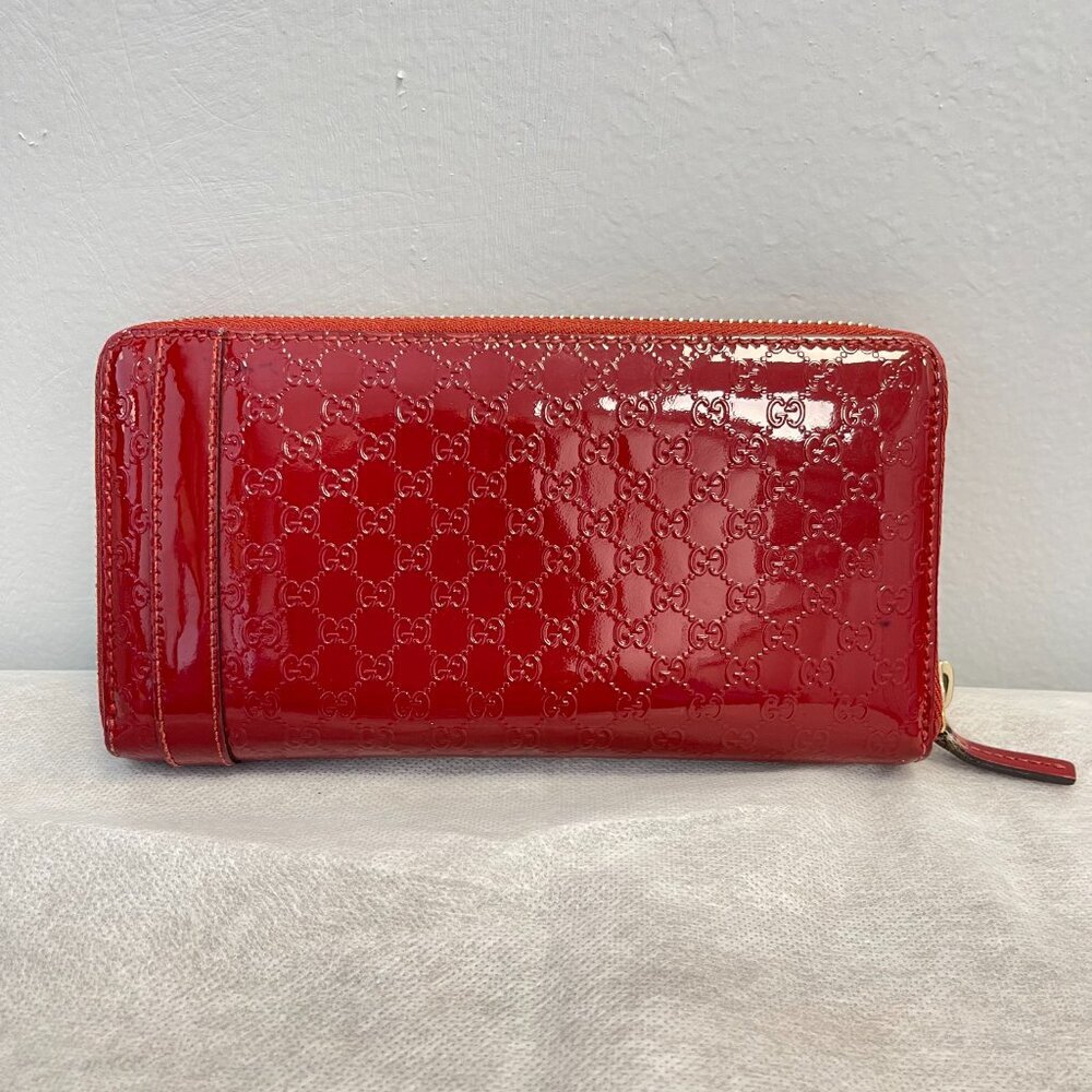 Gucci Microguccissima Zippy Long Wallet in Red Patent Leather - Preowned - Picture 2 of 12